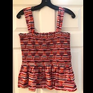 LOFT NWT Square Neck Ikat Peplum Tank Top